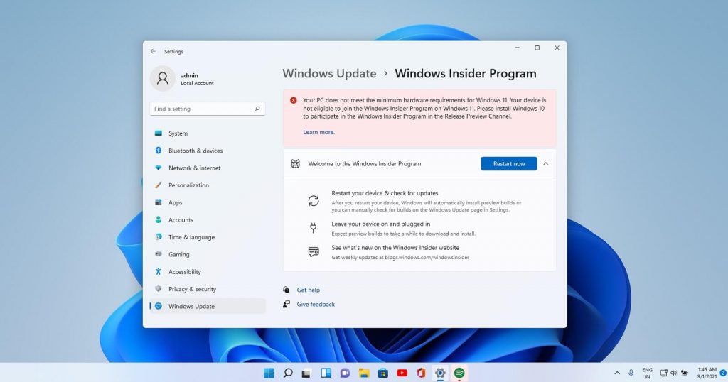 Windows 11 - Instalação removida do programa Insider