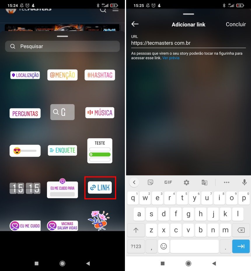 Como colocar links nos Stories do Instagram - Passo 3