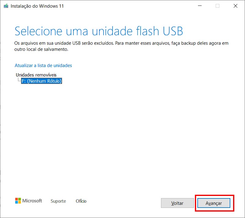 Como colocar a imagem do Windows 11 em um pendrive - Passo 6