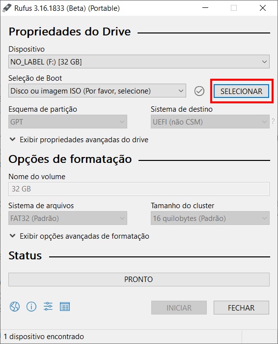 Como instalar o Windows 11 em PCs não compatíveis com o Rufus - Passo 1