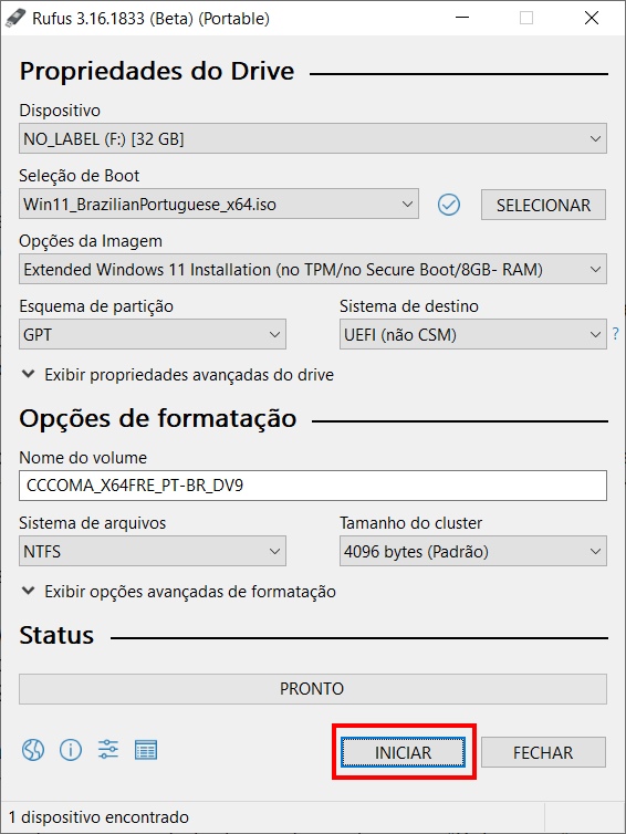 Como instalar o Windows 11 em PCs não compatíveis com o Rufus - Passo 3