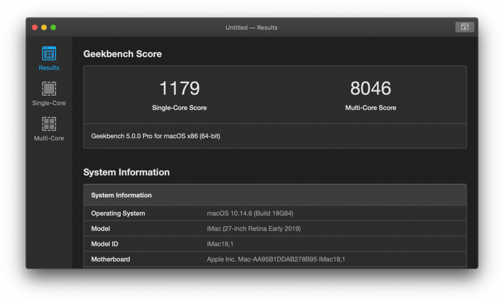 Software de benchmark Geekbench