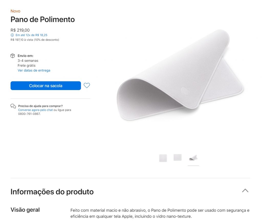 Pano de polimento da Apple - informações