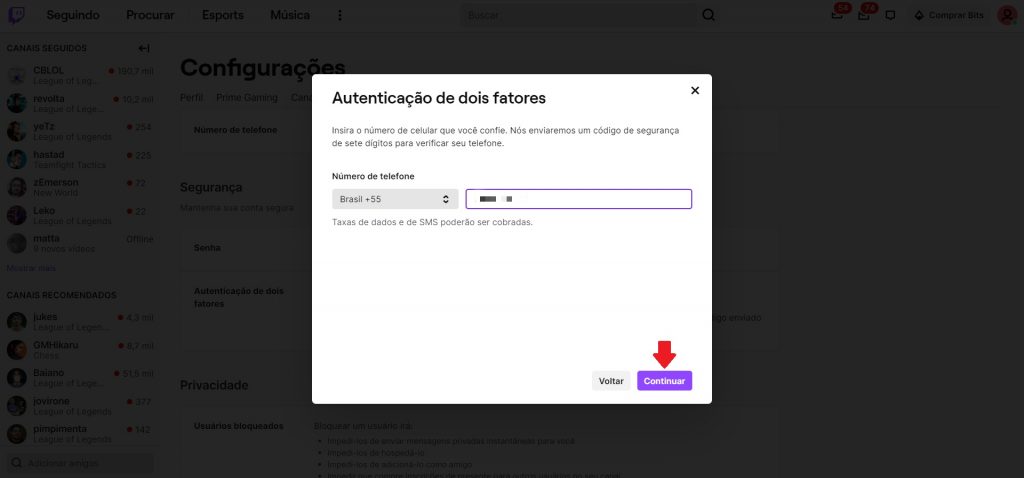 Passo a passo para ativar a autenticação de dois fatores da Twitch