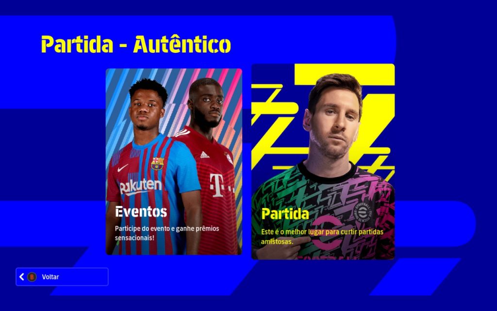 Menu eFootball 2022