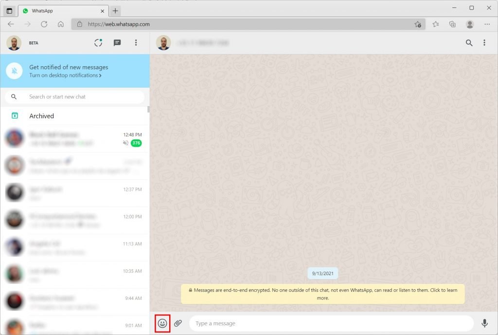 Como criar figurinhas com o WhatsApp Web - Passo 1