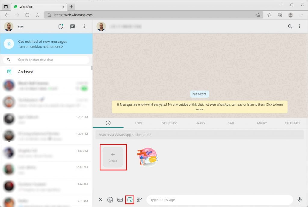 Como criar figurinhas com o WhatsApp Web - Passo 2