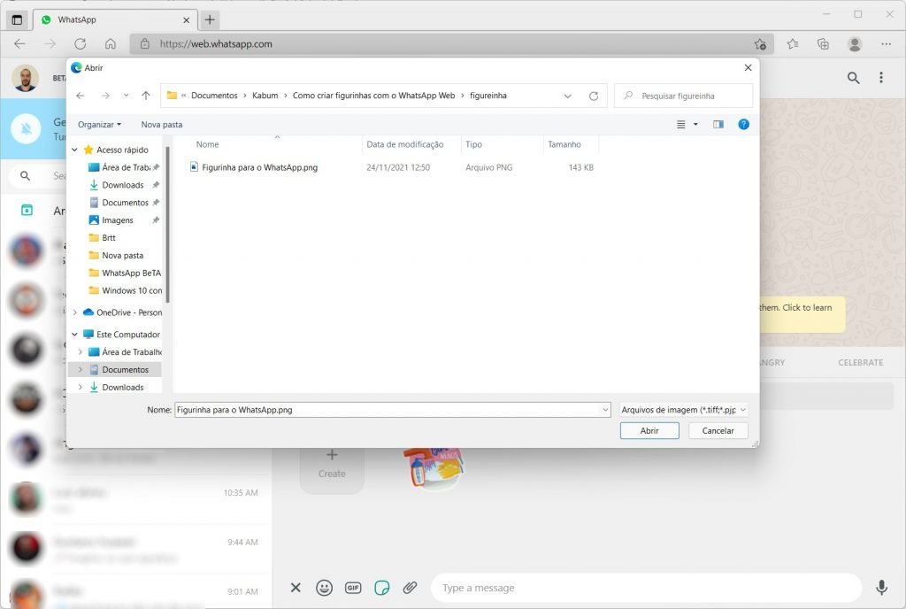 Como criar figurinhas com o WhatsApp Web - Passo 3