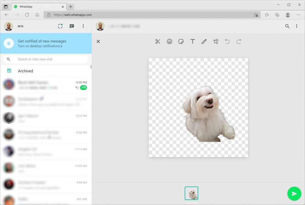 Como criar figurinhas com o WhatsApp Web - Passo 4