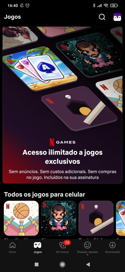 Netflix Games - Tela Inicial