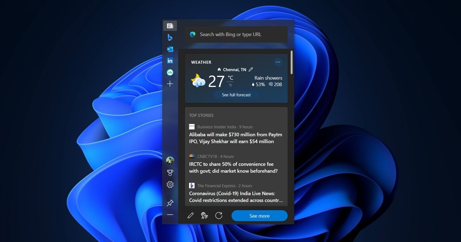 Novo Widget de notícias do Windows 11