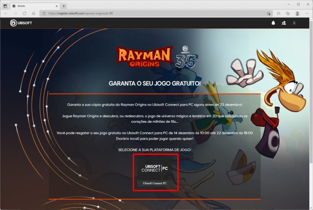 Como baixar o Rayman Origins de graça - Passo 1