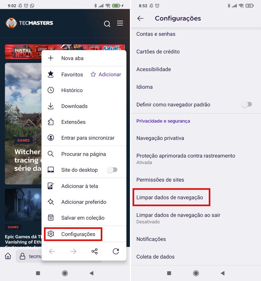 Como limpar os dados de navegação no Firefox - Passo 2