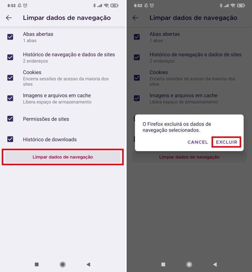 Como limpar os dados de navegação no Firefox - Passo 3