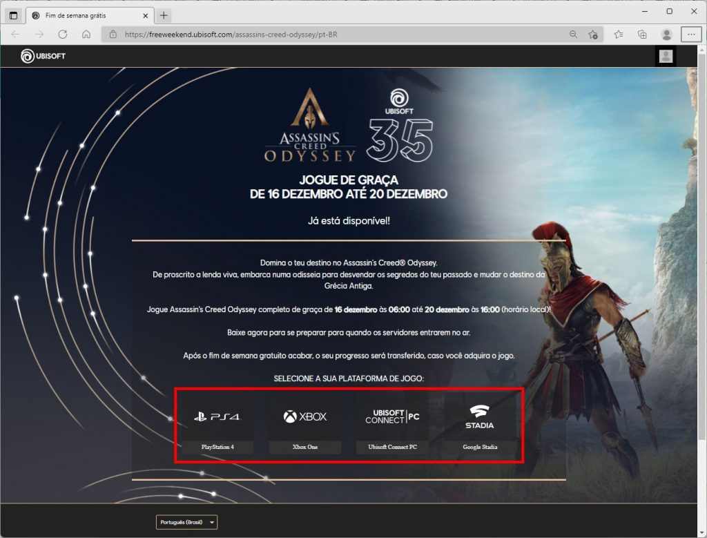 Como testar Assassin's Creed Odyssey de graça neste fim de semana - Passo 1