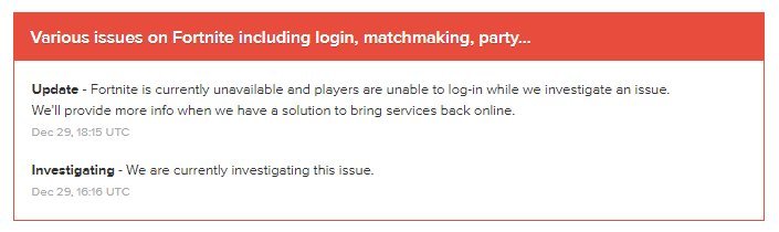 Fortnite está fora do ar