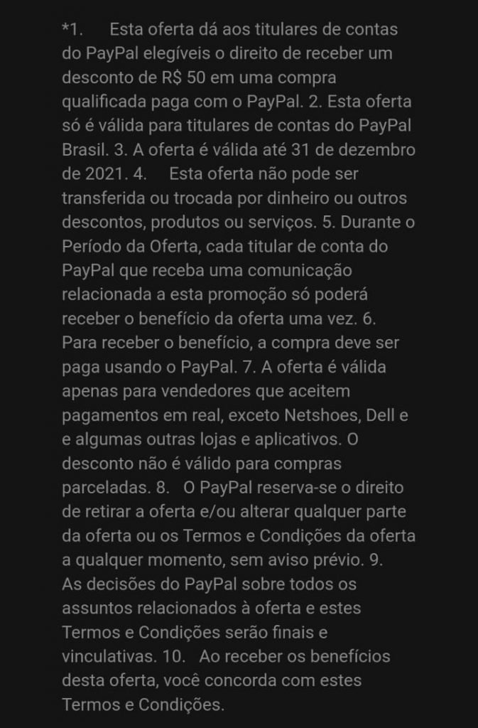 Termos PayPal