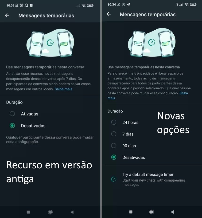 WhatsApp - Mensagens temporárias