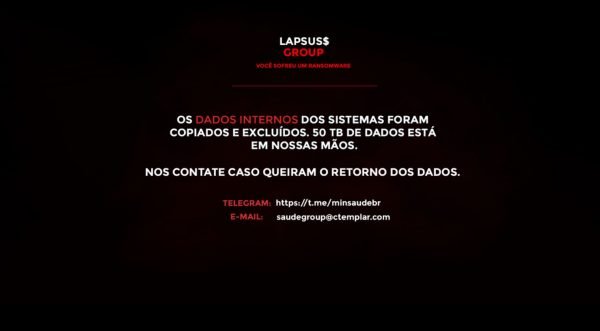 Ministério da Saúde sofre suposto ataque ransomware na madrugada desta sexta