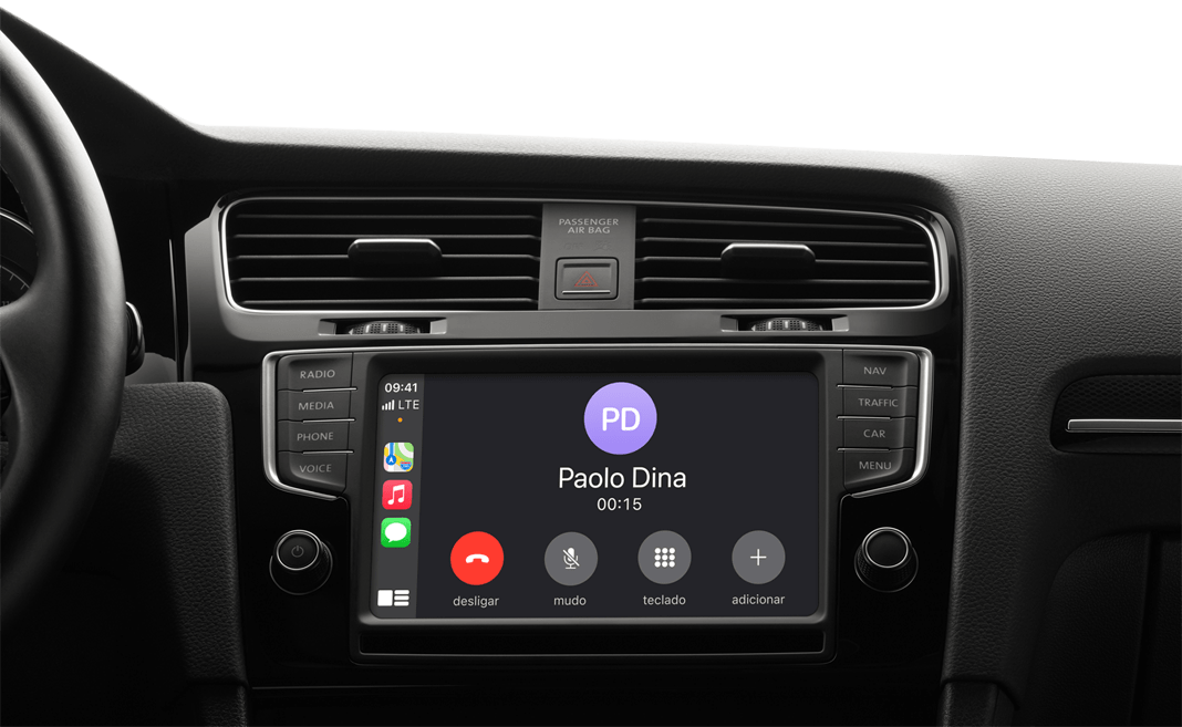 Chamada telefônica de iPhone via Bluetooth no carro