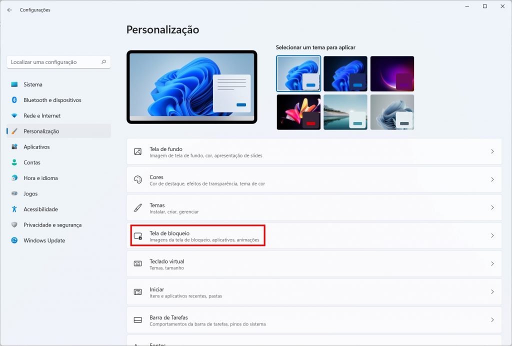 Como habilitar a proteção de tela no Windows 11 - Passo 2