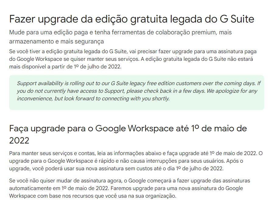 Comunicado G Suite