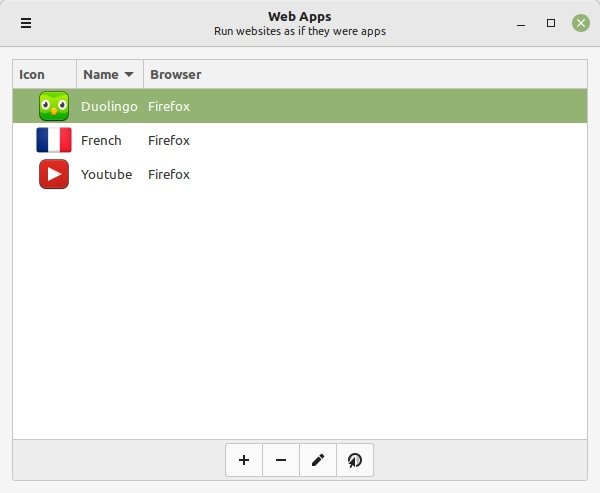 Linux Mint - Gerenciar Web Apps