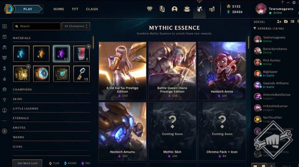 Loja da essência mítica - League of Legends