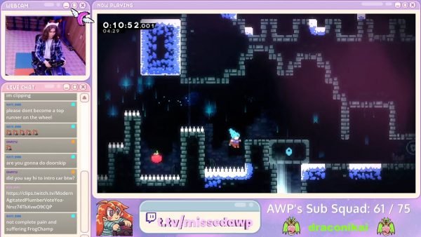 Streamer zerando o game Celeste