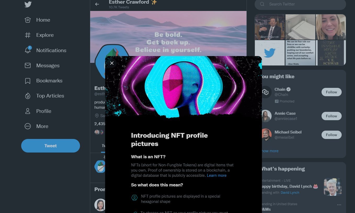 Twitter permite usar NFT como imagem de perfil