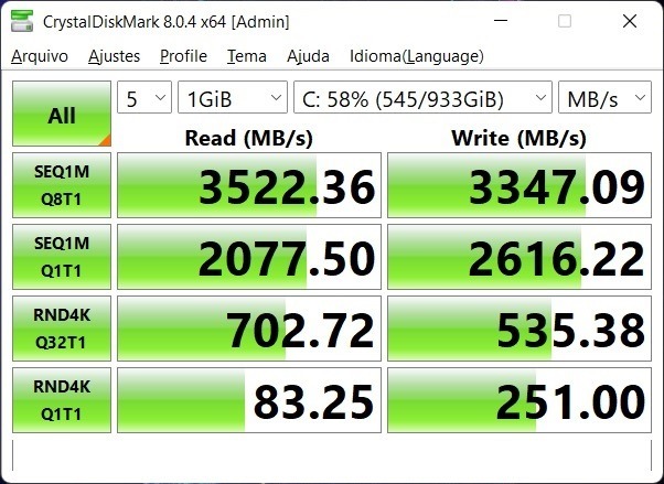 Alienware M15 R6 - CrystalDiskMark