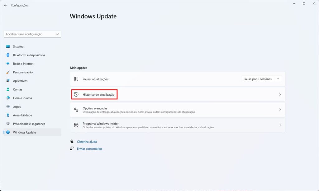 Como desinstalar a atualização KB5010414 do Windows 11 - Passo 2