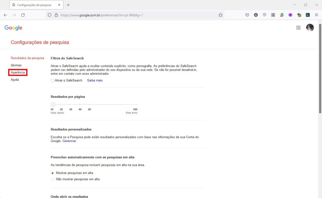 Como usar o tema escuro do Google no PC - Passo 3