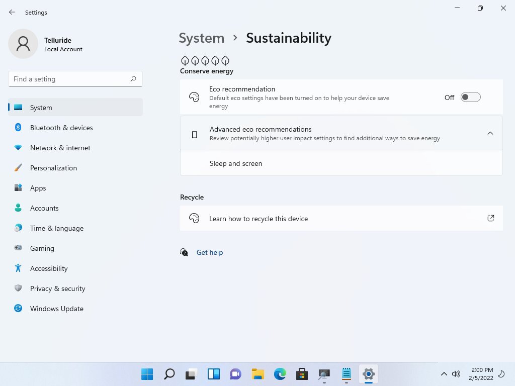 Sustentabilidade Windows 11