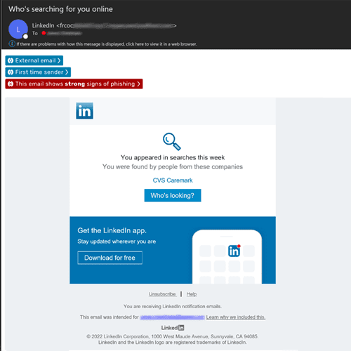 golpe phishing LinkedIn