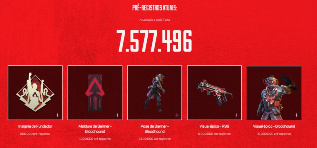 Apex Legends Mobile - recompensas do pré-registro