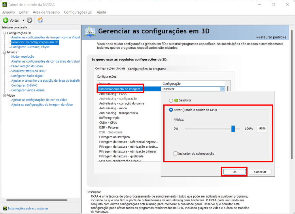 Como ativar o dimensionamento de imagem da NVIDIA - Passo 3