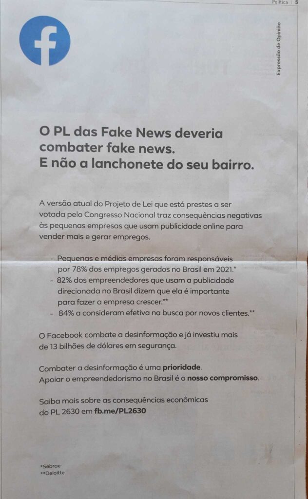 Google volta a reclamar sobre o Projeto de Lei das Fake News