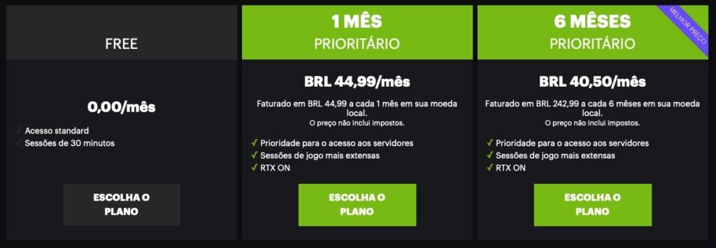 GeForce Now - assinaturas