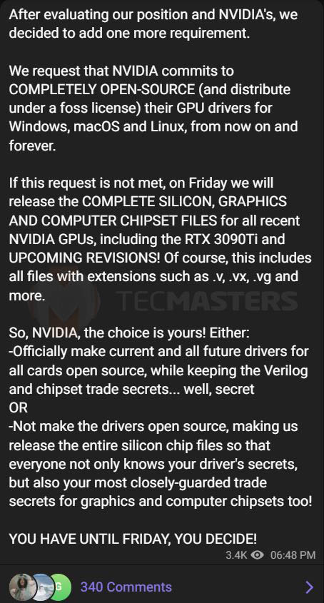 Lapsus$ adiciona novas exigências à Nvidia: "você tem até sexta, você decide", ameaça grupo