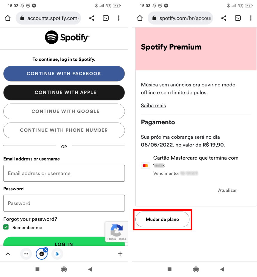 Como cancelar a assinatura do Spotify (celular) - Passo 1