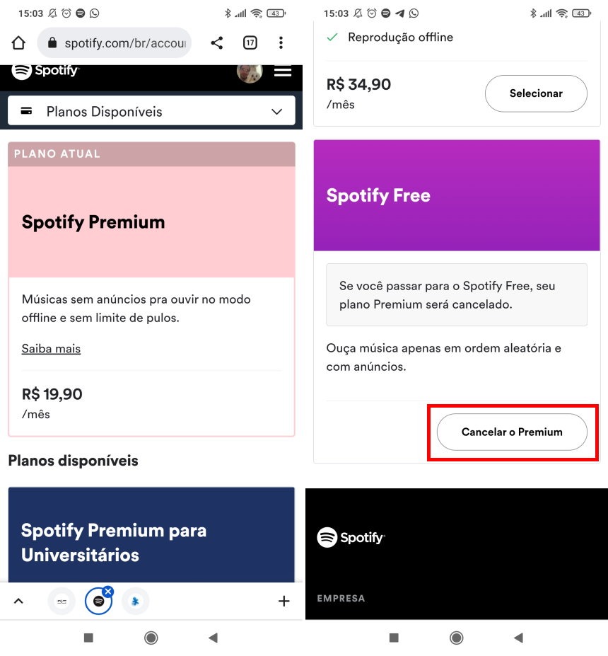 Como cancelar a assinatura do Spotify (celular) - Passo 2