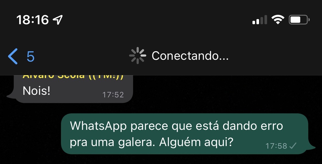 falha no WhatsApp