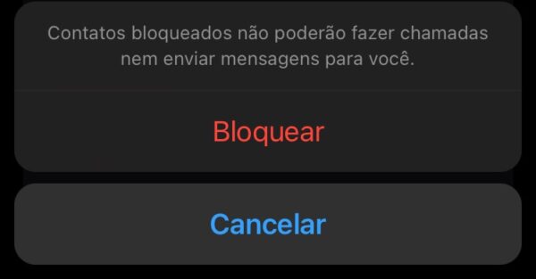 Captura de tela para bloquear contato no WhatsApp