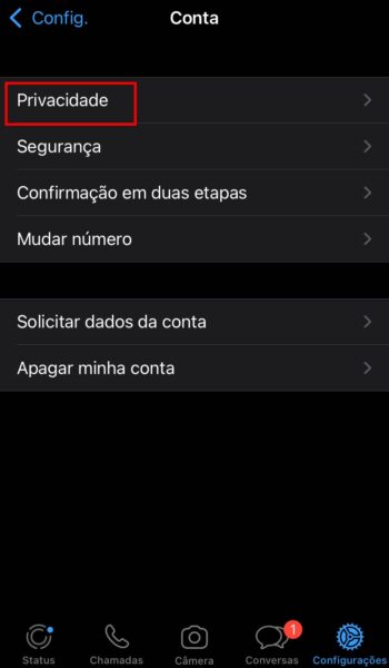 Captura de tela para bloquear contato no WhatsApp