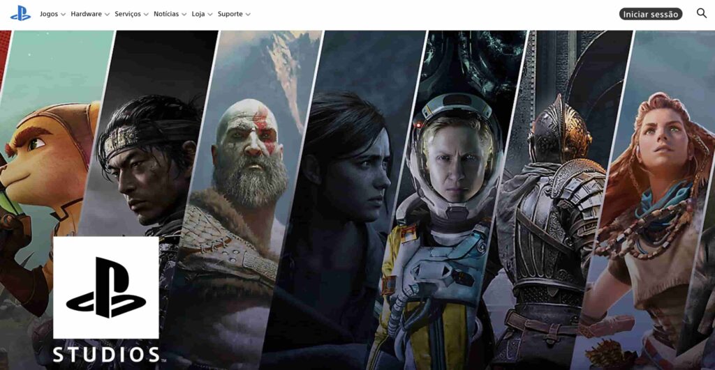 Banner atualizado do PlayStation Studios revela o personagem de Death Stranding, game de Hideo Kojima, à esquerda