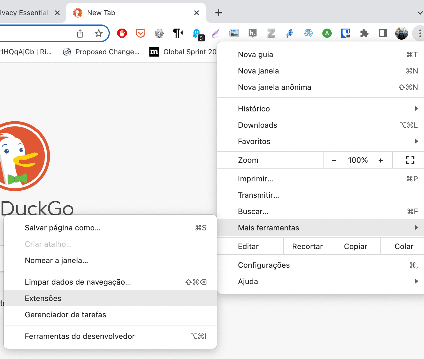 Extensões no Chrome