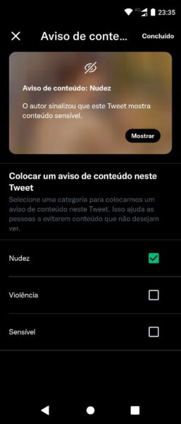 Como usar o aviso de conteúdo do Twitter