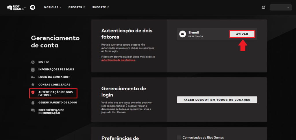 Como ativar a autenticação 2FA da Riot Games - Passo 2