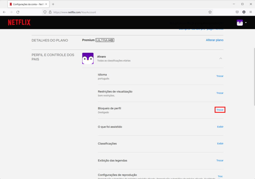 Como colocar senha no perfil da Netflix - Passo 4